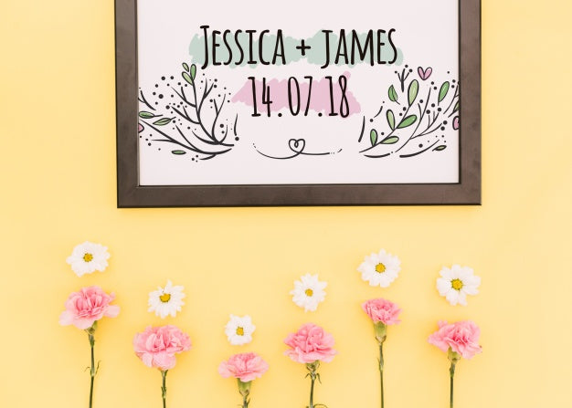 Frame Mockup With Floral Decoration Psd