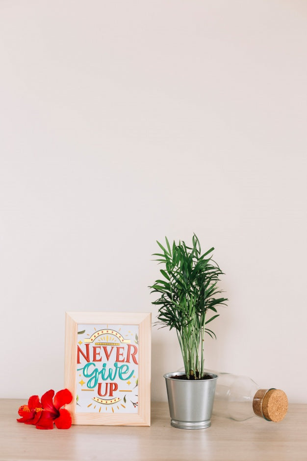 Frame Mockup With Floral Decoration Psd