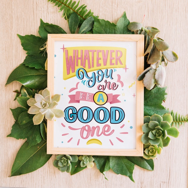 Frame Mockup With Floral Decoration Psd