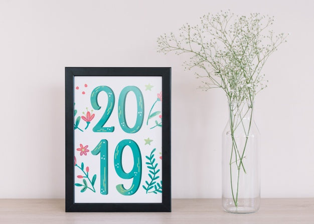 Frame Mockup With Floral Decoration Psd
