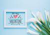 Frame Mockup With Floral Valentines Day Concept Psd