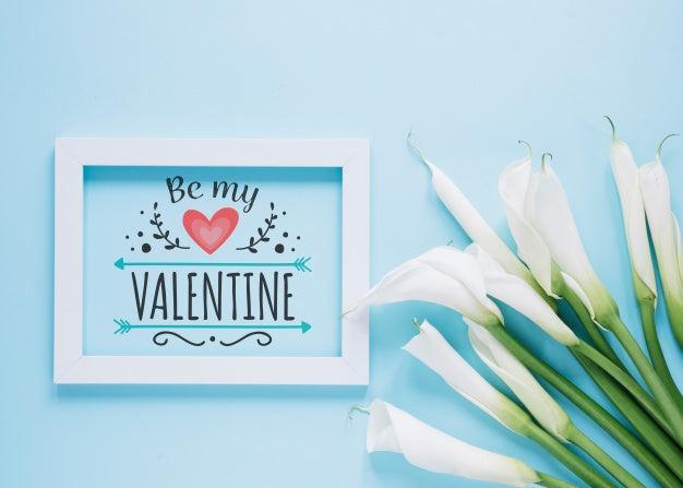 Frame Mockup With Floral Valentines Day Concept Psd