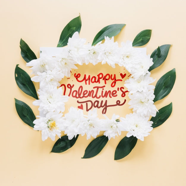 Frame Mockup With Floral Valentines Day Concept Psd