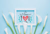 Frame Mockup With Floral Valentines Day Concept Psd