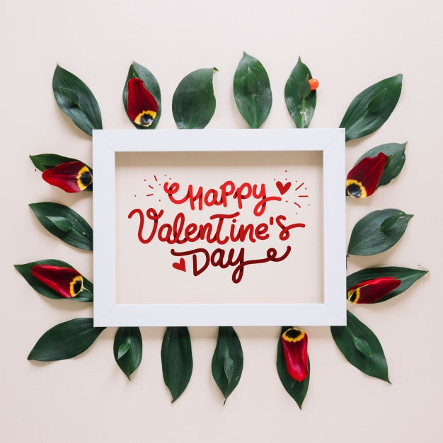Frame Mockup With Floral Valentines Day Concept Psd