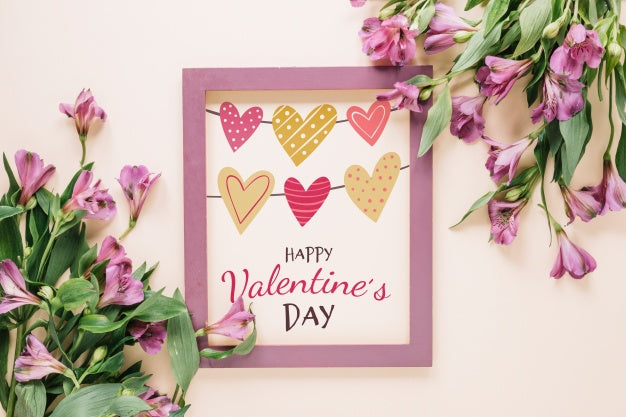 Frame Mockup With Floral Valentines Day Concept Psd