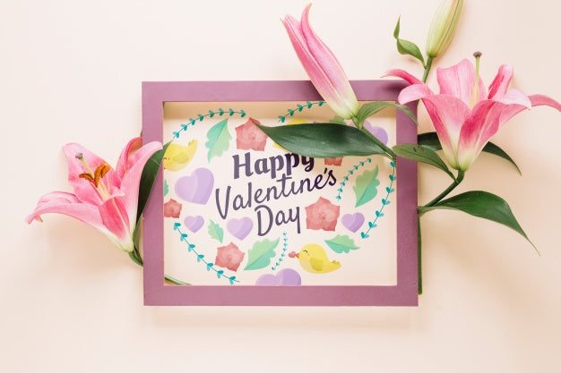 Frame Mockup With Floral Valentines Day Concept Psd