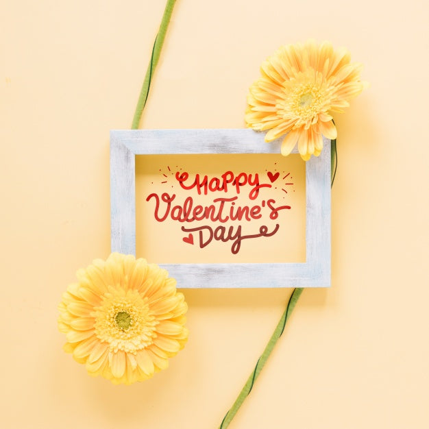 Frame Mockup With Floral Valentines Day Concept Psd
