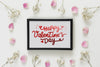 Frame Mockup With Flowers For Valentines Day Psd