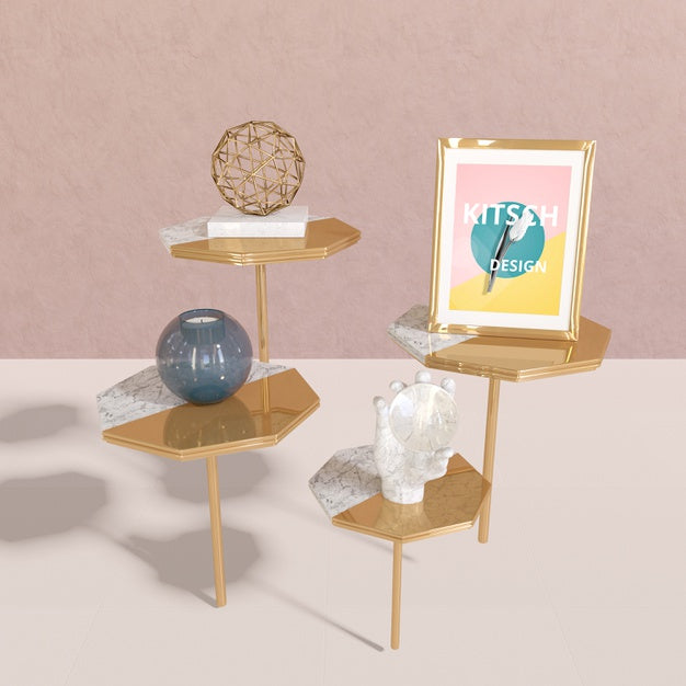 Frame Mockup With Kitsch Concept Psd