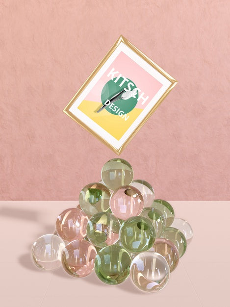 Frame Mockup With Kitsch Concept Psd