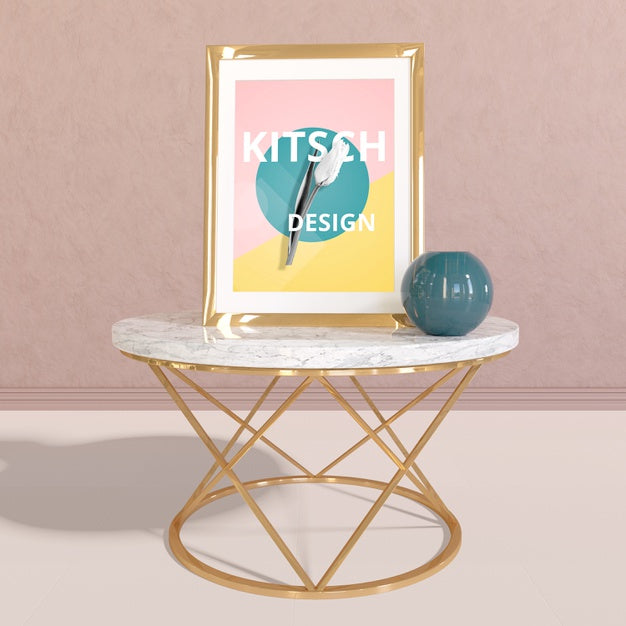 Frame Mockup With Kitsch Concept Psd