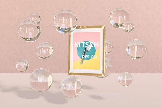 Frame Mockup With Kitsch Concept Psd