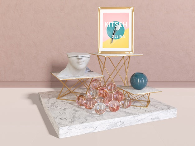 Frame Mockup With Kitsch Concept Psd