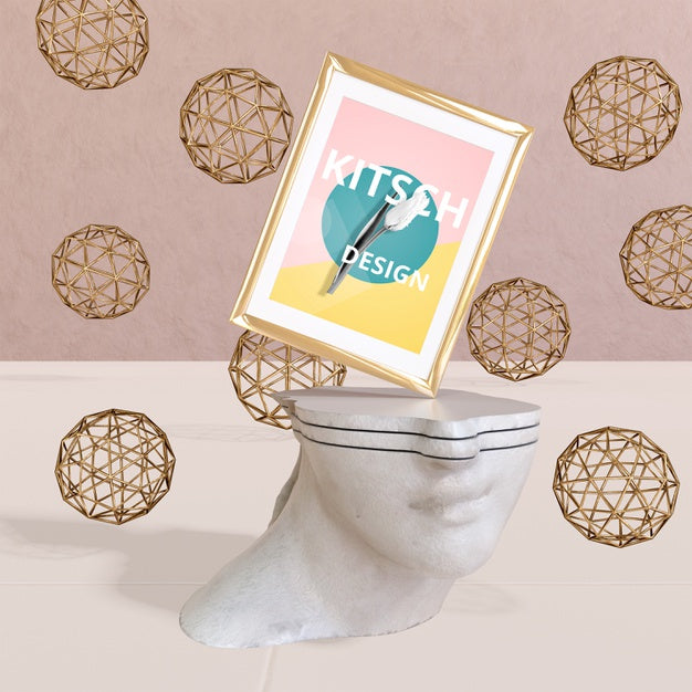 Frame Mockup With Kitsch Concept Psd