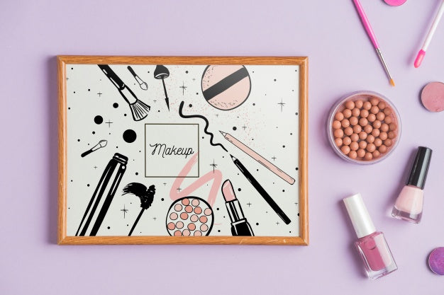 Frame Mockup With Makeup Concept Psd
