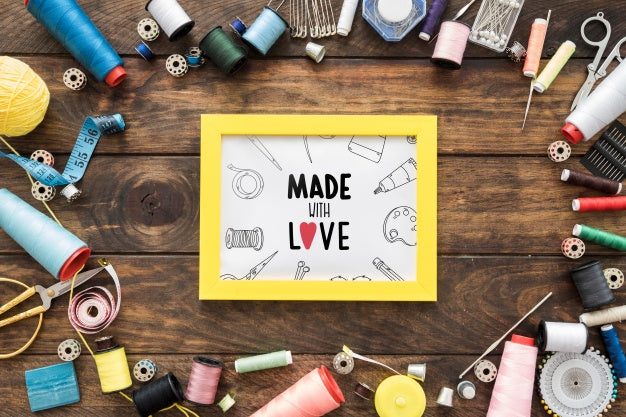 Frame Mockup With Sewing Concept Psd