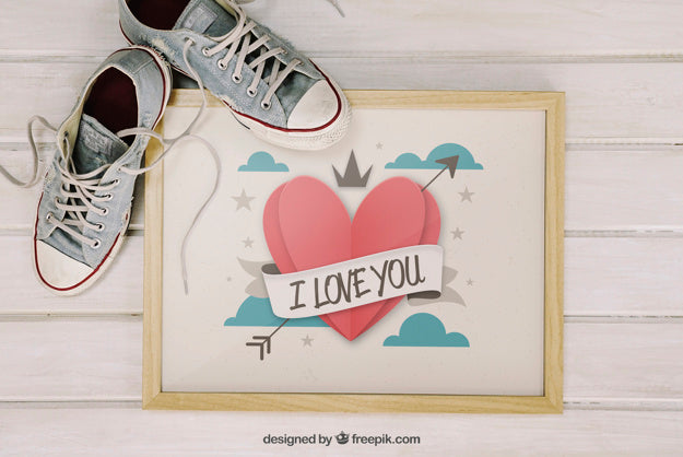 Frame Mockup With Shoes Psd