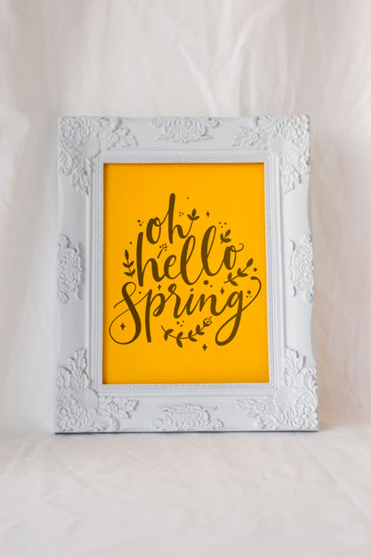 Frame Mockup With Spring Flowers Psd