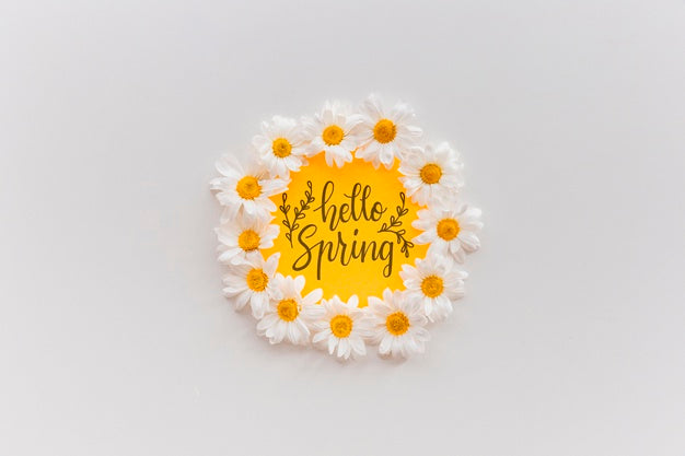 Frame Mockup With Spring Flowers Psd