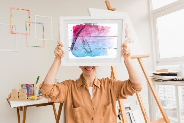 Frame Mockup With Studio Art Concept Psd