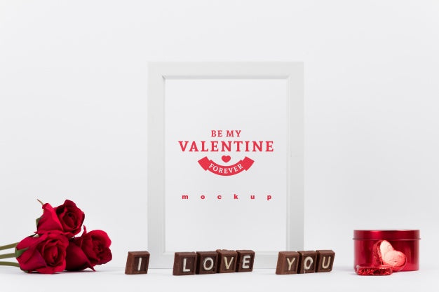 Frame Mockup With Valentine Concept Psd