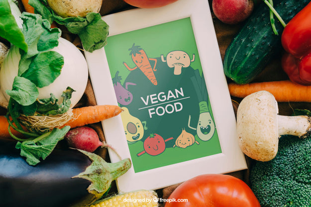 Frame Mockup With Vegetable Designs Psd