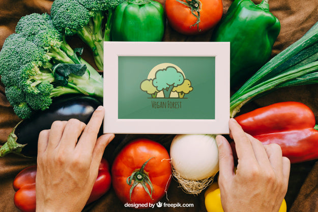 Frame Mockup With Vegetable Designs Psd