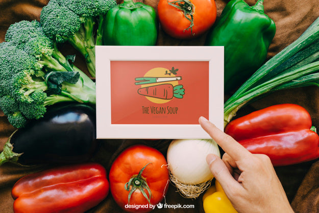 Frame Mockup With Vegetable Designs Psd