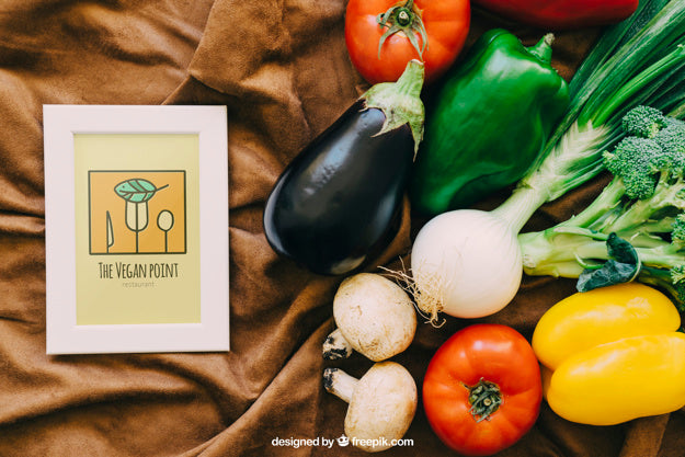 Frame Mockup With Vegetable Designs Psd