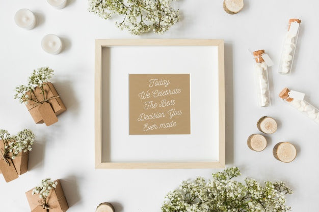 Frame Mockup With Wedding Concept Psd