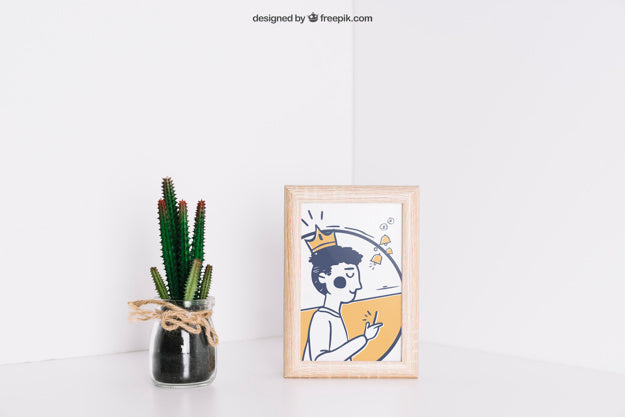 Frame Next To Cactus Psd