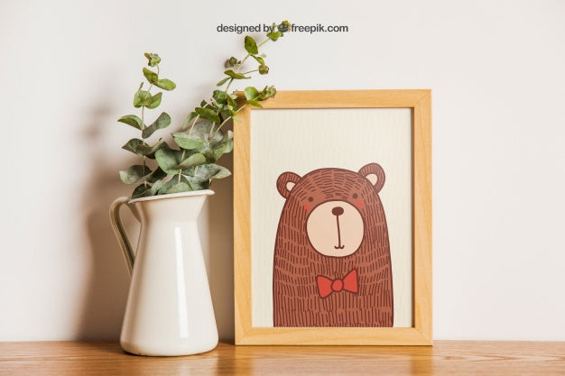 Frame Next To Flower Pot Psd