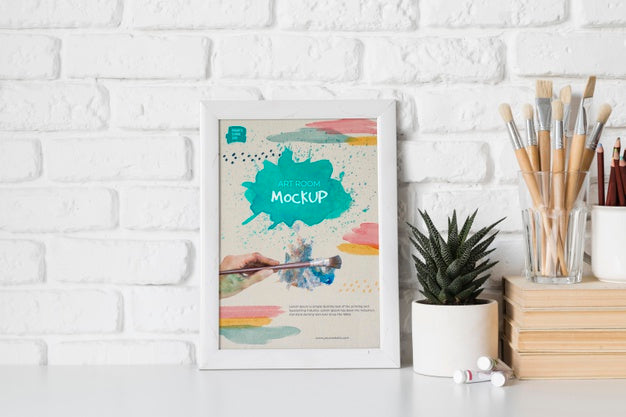 Frame Next To Plant Mock Up Psd