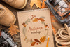 Frame Of Autumn Objects And Notebook Psd