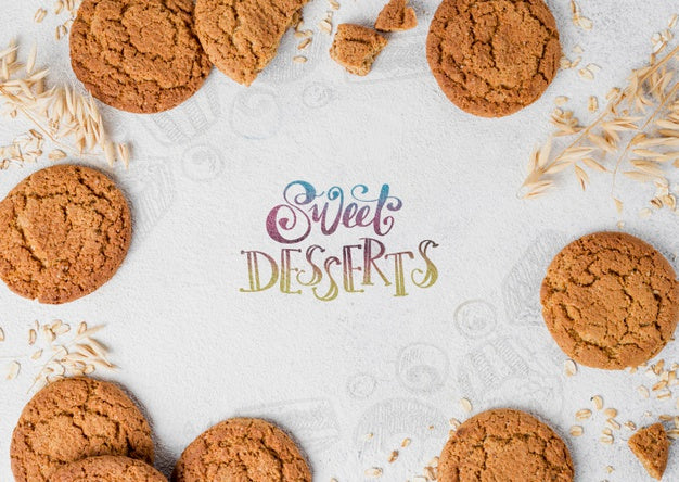 Frame Of Biscuits On Table Psd