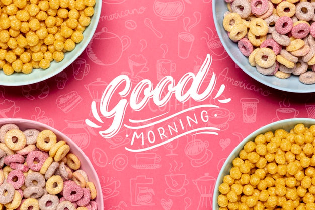 Frame Of Bowls With Cereals On Table Psd
