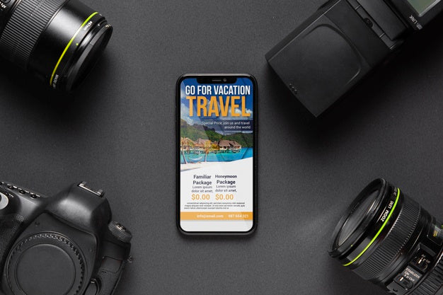 Frame Of Cameras With Phone On Middle Psd
