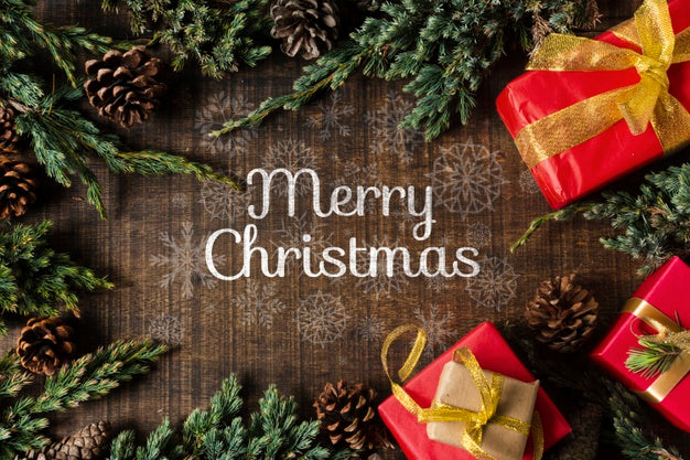 Frame Of Coronet Branches With Gifts Psd