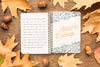 Frame Of Leaves With Notebook Psd