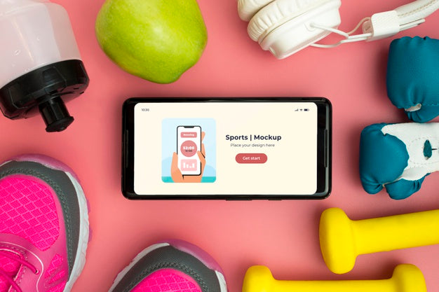 Frame Of Sport Equipment With Mobile Psd