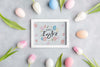 Frame Of Tulips With Eggs Psd