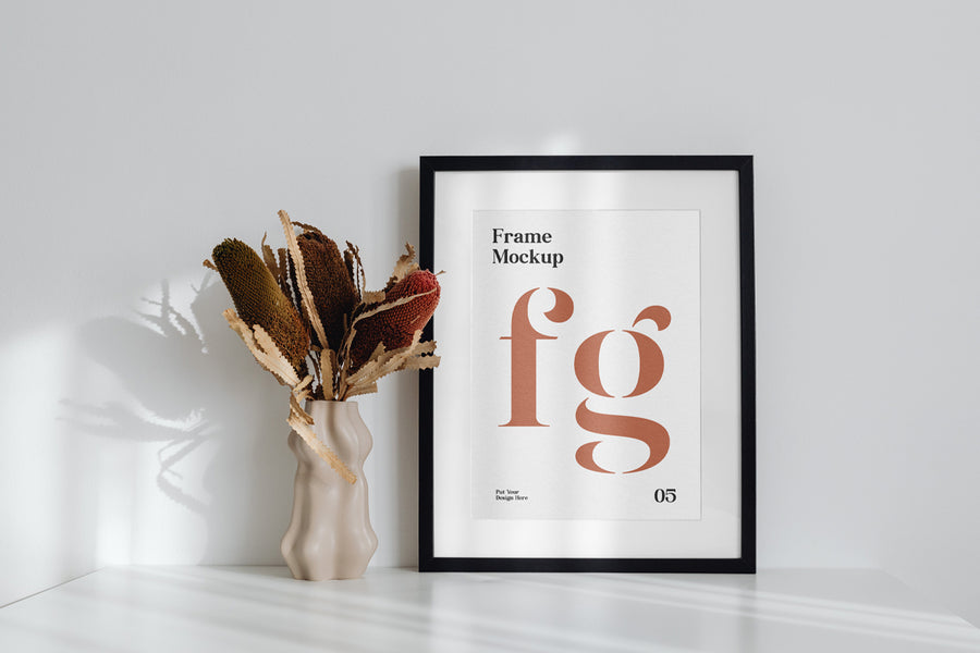 Frame On Desk Psd Mockup