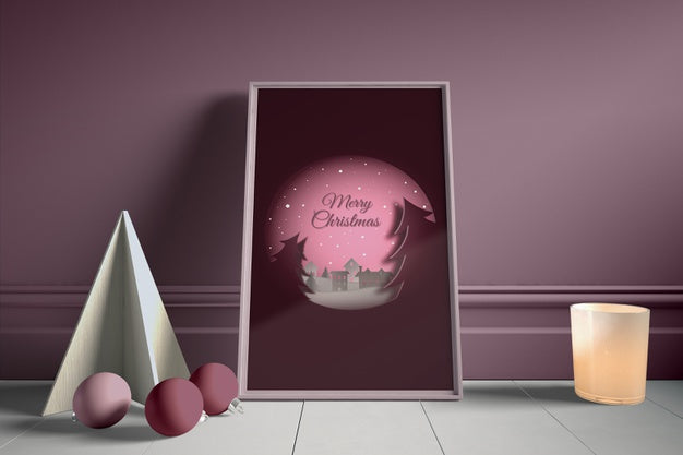 Frame On Floor With Globes Beside Psd