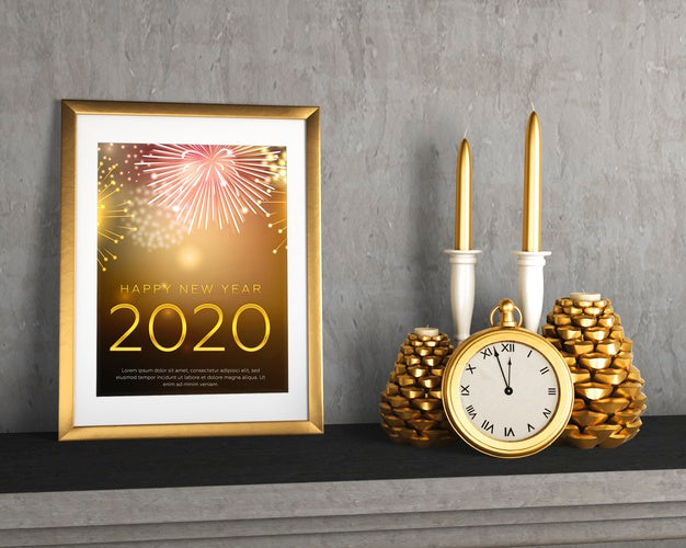 Frame On Shelf Beside Decorations Psd