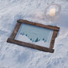 Frame On Snow With Frozen Candle Psd