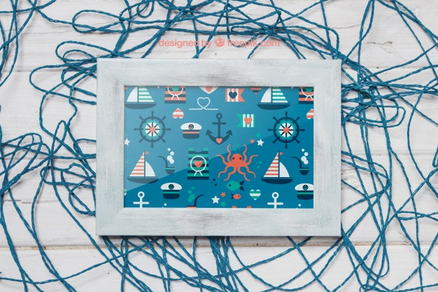 Frame On Thin Blue Rope Psd