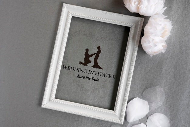 Frame With Cute Wedding Invitation Psd