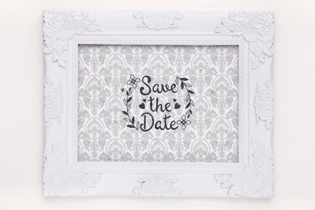 Frame With Fancy Tapestry Save The Date Mock-Up Psd