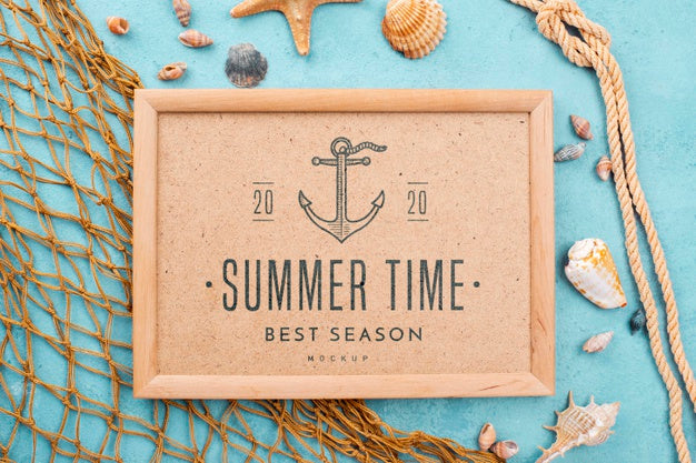 Frame With Nautic Message Mock-Up Psd